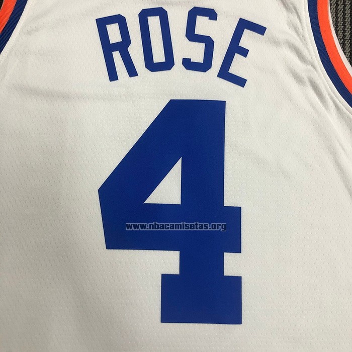 Camiseta New York Knicks Derrick Rose NO 4 75th Anniversary Blanco